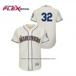 Camiseta Beisbol Hombre Seattle Mariners Jay Bruce 150th Aniversario Patch Autentico Flex Base Crema