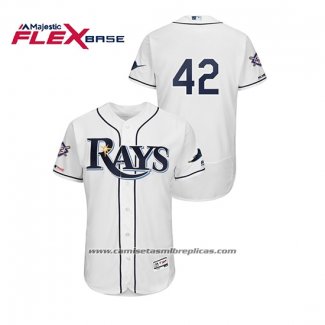 Camiseta Beisbol Hombre Tampa Bay Rays 2019 Jackie Robinson Day Flex Base Blanco