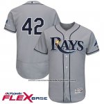 Camiseta Beisbol Hombre Tampa Bay Rays Jackie Robinson Gris Flex Base