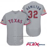 Camiseta Beisbol Hombre Texas Rangers 2017 Estrellas y Rayas Josh Hamilton Gris Flex Base