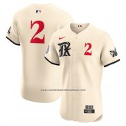 Camiseta Beisbol Hombre Texas Rangers Marcus Semien City Connect Elite Crema