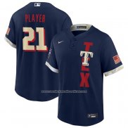 Camiseta Beisbol Hombre Texas Rangers Personalizada 2021 All Star Replica Azul