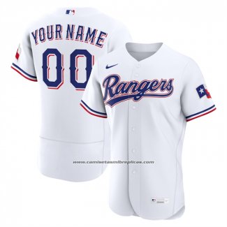 Camiseta Beisbol Hombre Texas Rangers Primera Autentico Personalizada Blanco1