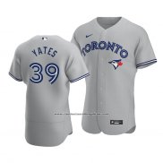 Camiseta Beisbol Hombre Toronto Blue Jays Kirby Yates Autentico Road Gris