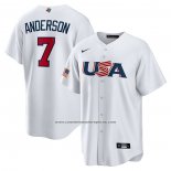 Camiseta Beisbol Hombre USA 2023 Tim Anderson Replica Blanco