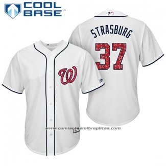 Camiseta Beisbol Hombre Washington Nationals 2017 Estrellas y Rayas Stephen Strasburg Blanco Cool Base