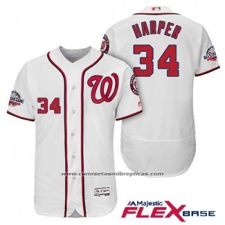 Camiseta Beisbol Hombre Washington Nationals Bryce Harper Blanco 2018 All Star Primera Flex Base