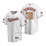 Camiseta Beisbol Hombre Washington Nationals Max Scherzer Gold-Trimmed Championship Replica Blanco