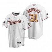 Camiseta Beisbol Hombre Washington Nationals Max Scherzer Gold-Trimmed Championship Replica Blanco