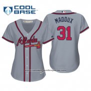 Camiseta Beisbol Mujer Atlanta Braves Greg Maddux Cool Base Road 2019 Gris