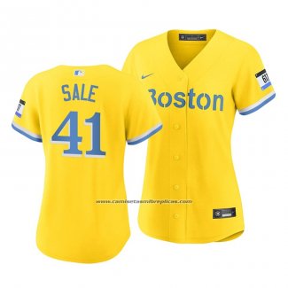 Camiseta Beisbol Mujer Boston Red Sox Chris Sale 2021 City Connect Replica Oro