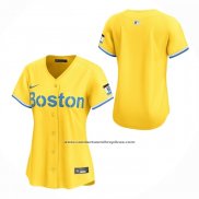 Camiseta Beisbol Mujer Boston Red Sox City Connect Limited Amarillo