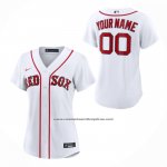 Camiseta Beisbol Mujer Boston Red Sox Primera Replica Personalizada Blanco