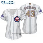 Camiseta Beisbol Mujer Chicago Cubs 43 Jake Buchanan Blanco Oro Cool Base