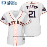 Camiseta Beisbol Mujer Houston Astros 2017 World Series Campeones Derek Fisher Blanco Cool Base