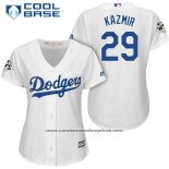 Camiseta Beisbol Mujer Los Angeles Dodgers 2017 World Series Scott Kazmir Blanco Cool Base