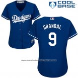 Camiseta Beisbol Mujer Los Angeles Dodgers 9 Yasmani Grandal Blanco Cool Base