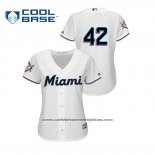 Camiseta Beisbol Mujer Miami Marlins 2019 Jackie Robinson Day Cool Base Blanco