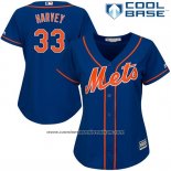 Camiseta Beisbol Mujer New York Mets Matt Harvey Cool Base Azul