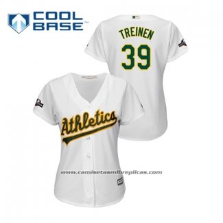 Camiseta Beisbol Mujer Oakland Athletics Blake Treinen 2019 Postemporada Cool Base Blanco