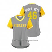 Camiseta Beisbol Mujer Pittsburgh Pirates Ivan Nova 2018 LLWS Players Weekend Super Nova Gris