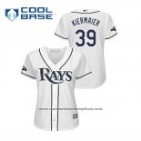 Camiseta Beisbol Mujer Tampa Bay Rays Kevin Kiermaier 2019 Postemporada Cool Base Blanco