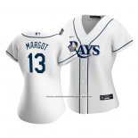 Camiseta Beisbol Mujer Tampa Bay Rays Manuel Margot Primera Replica Blanco