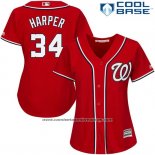 Camiseta Beisbol Mujer Washington Nationals Bryce Harper Scarlet Cool Base