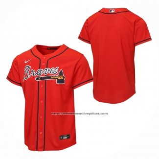Camiseta Beisbol Nino Atlanta Braves Alterno Replica Rojo