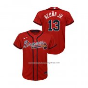 Camiseta Beisbol Nino Atlanta Braves Ronald Acuna Jr. Replica Alterno Rojo