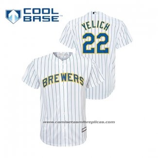 Camiseta Beisbol Nino Milwaukee Brewers Christian Yelich Cool Base Alterno Replica Blanco