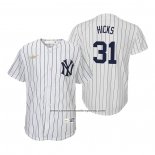 Camiseta Beisbol Nino New York Yankees Aaron Hicks Cooperstown Collection Primera Blanco