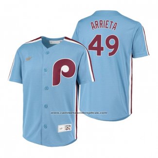 Camiseta Beisbol Nino Philadelphia Phillies Jake Arrieta Cooperstown Collection Road Azul