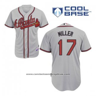 Camiseta Beisbol Hombre Atlanta Braves 17 Shelby Miller Gris Cool Base