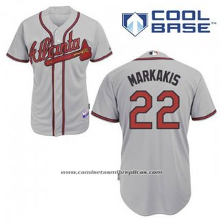 Camiseta Beisbol Hombre Atlanta Braves 22 Nick Markakis Gris Cool Base