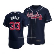 Camiseta Beisbol Hombre Atlanta Braves A.j. Minter Autentico Alterno Azul