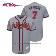 Camiseta Beisbol Hombre Atlanta Braves Dansby Swanson Flex Base Autentico Collezione Road 2019 Gris