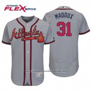Camiseta Beisbol Hombre Atlanta Braves Greg Maddux Flex Base Autentico Collezione Road 2019 Gris