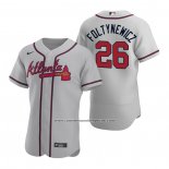Camiseta Beisbol Hombre Atlanta Braves Mike Foltynewicz Autentico 2020 Road Gris