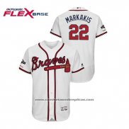 Camiseta Beisbol Hombre Atlanta Braves Nick Markakis 2019 Postemporada Flex Base Blanco