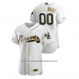 Camiseta Beisbol Hombre Atlanta Braves Personalizada Golden Edition Autentico Blanco