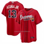 Camiseta Beisbol Hombre Atlanta Braves Ronald Acuna Jr Alterno 2 Replica Rojo
