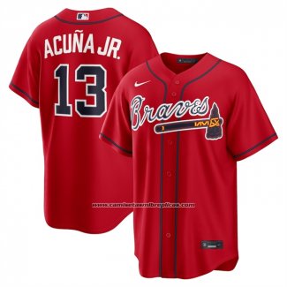 Camiseta Beisbol Hombre Atlanta Braves Ronald Acuna Jr Alterno 2 Replica Rojo