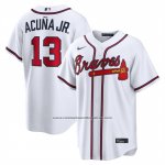 Camiseta Beisbol Hombre Atlanta Braves Ronald Acuna Jr Primera Replica Blanco