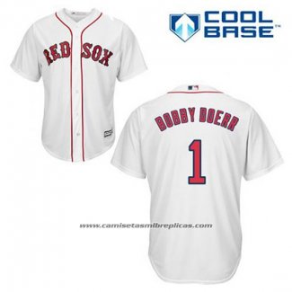 Camiseta Beisbol Hombre Boston Red Sox 1 Bobby Doerr Blanco Primera Cool Base