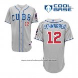 Camiseta Beisbol Hombre Chicago Cubs 12 Kyle Schwarber Gris Alterno Cool Base