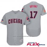 Camiseta Beisbol Hombre Chicago Cubs 2017 Estrellas y Rayas Cubs 17 Kris Bryant Gris Flex Base