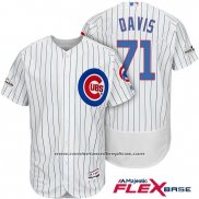 Camiseta Beisbol Hombre Chicago Cubs 2017 Postemporada 71 Wade Davis Blanco Flex Base