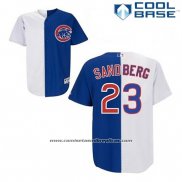 Camiseta Beisbol Hombre Chicago Cubs 23 Ryne Sandberg Blanco Azul Split Fashion Cool Base
