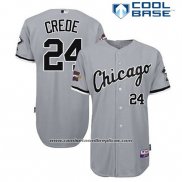 Camiseta Beisbol Hombre Chicago Cubs 24 Joe Crojoe Gris Cool Base